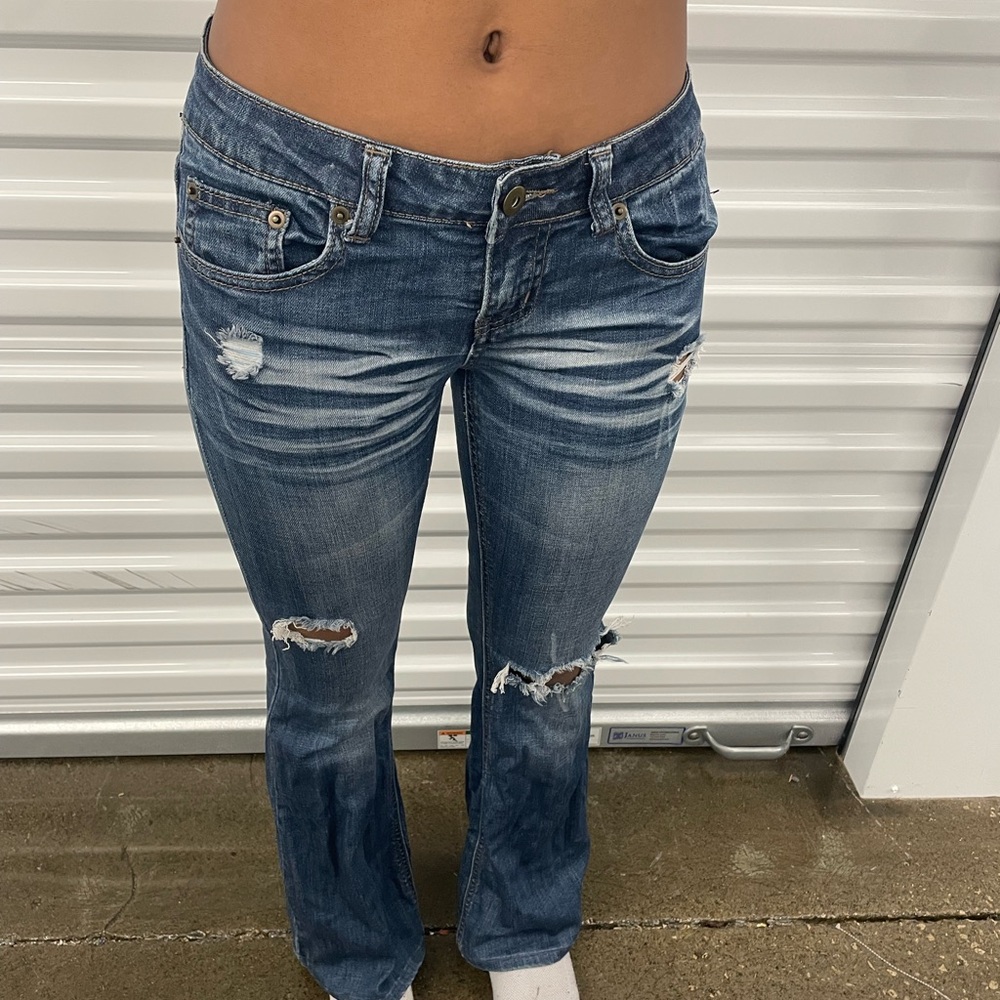 Distressed low-Rise Blue Women's Jeans